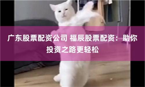 广东股票配资公司 福辰股票配资：助你投资之路更轻松